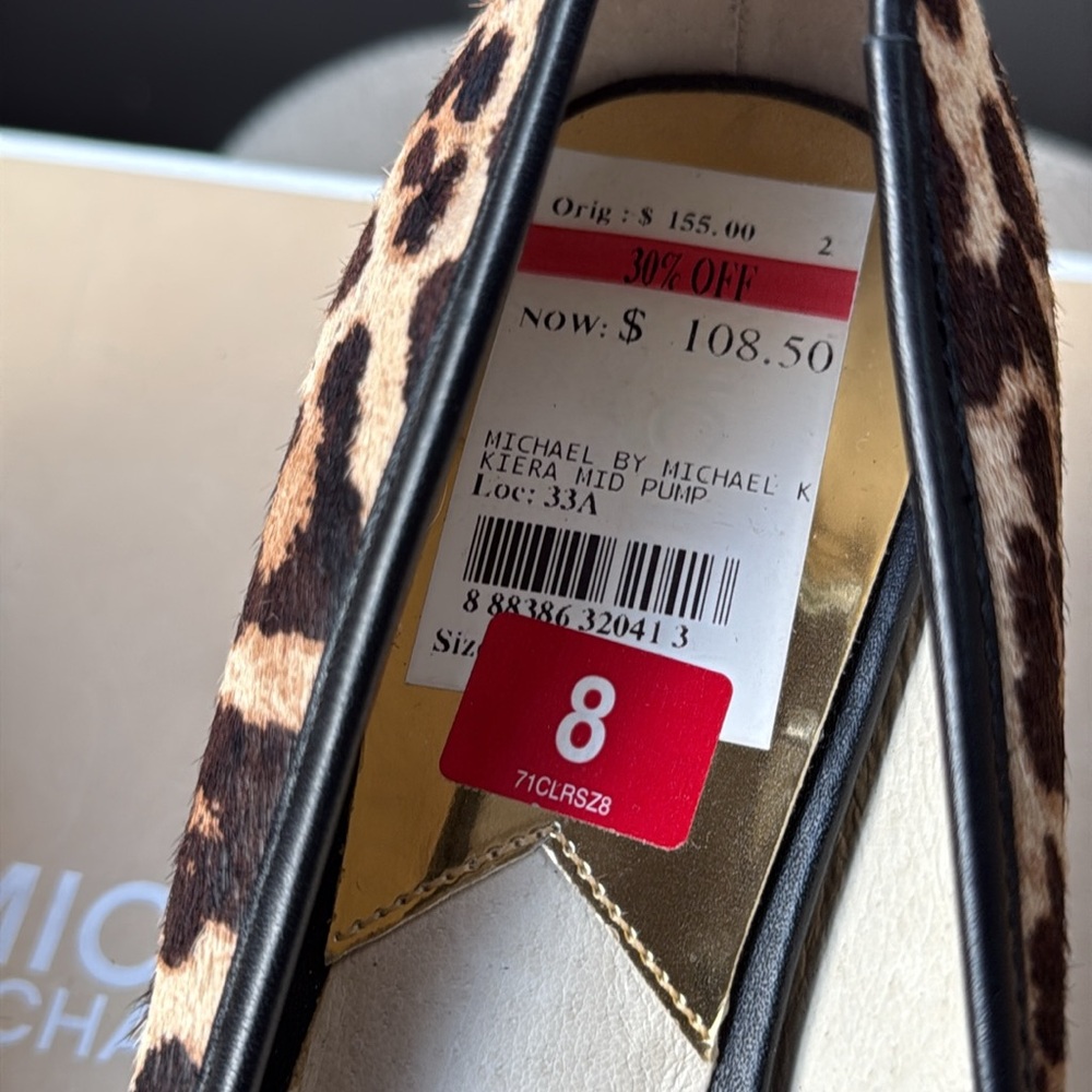 Michael Kors Kiera Mid Pump Leopard Haircalf Pumps - Picture 14 of 15